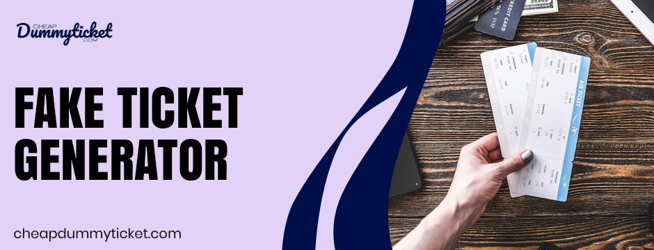 Fake ticket generator image showing hand holding printed airline tickets on a desk